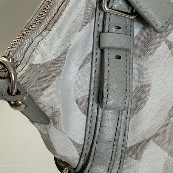 Coach Signature Gray Jacquard Satchel Bag with Leather Trim & Top Zip - Picture 11 of 16